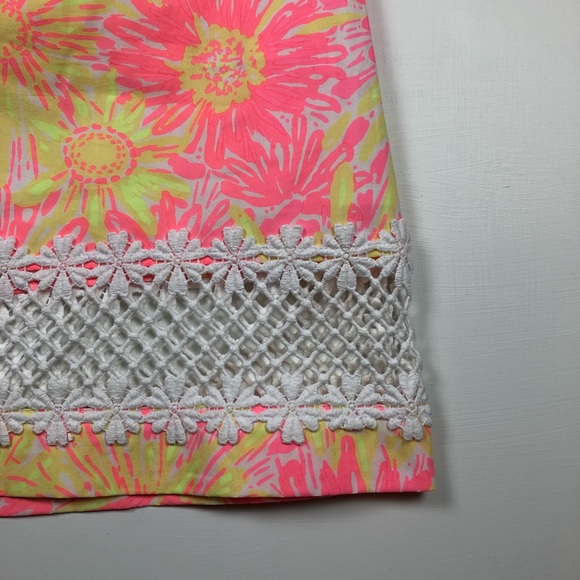 Lilly Pulitzer yellow pink floral print skirt 2 - Picture 2 of 7
